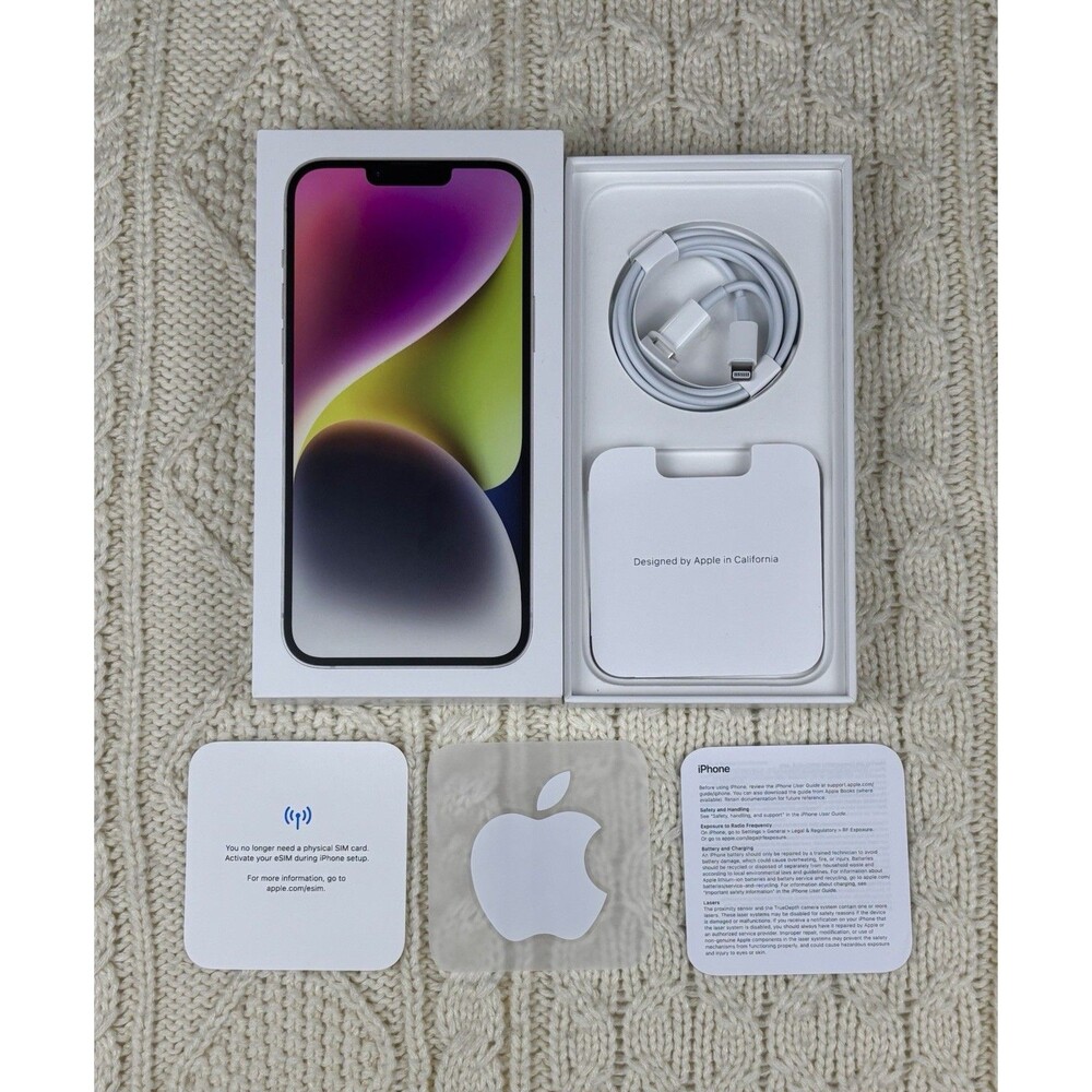 Apple iPhone 14 Plus Starlight 128gb Box and Lightning C Cable NO PHONE